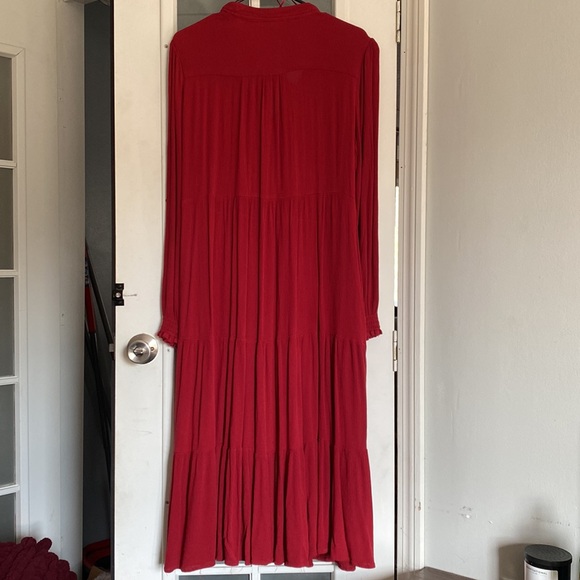 Knox Rose women’s red boho embroidered midi dress with pockets. - Picture 2 of 8